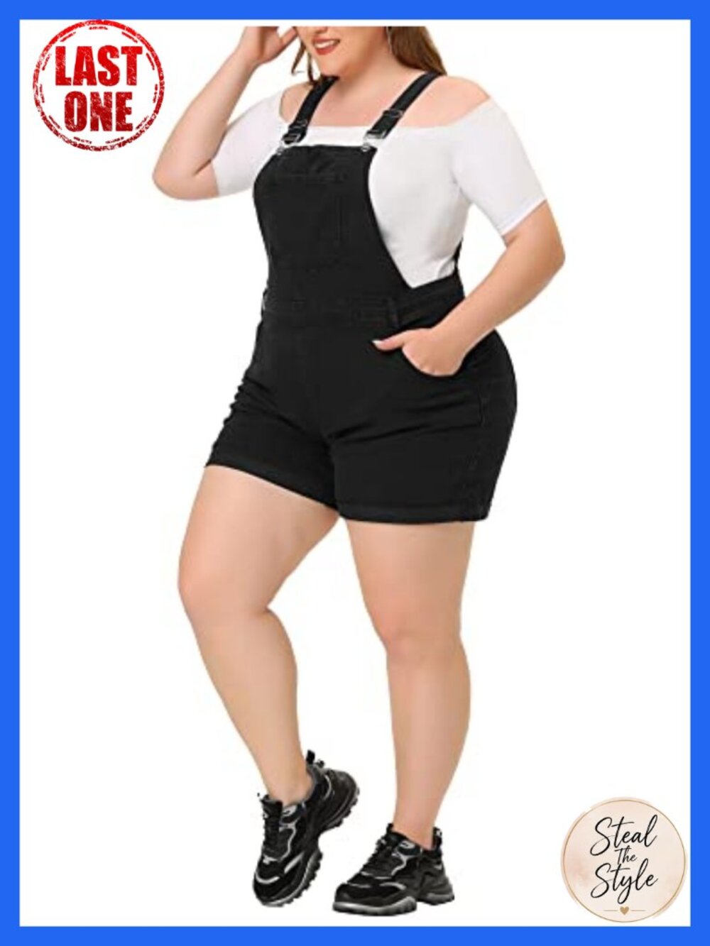 Women's Plus Size Denim Overall Shorts Pinafore Jean Jumpsuit High Waist